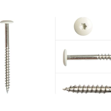 Schrauben für Trespa® HPL Platten Edelstahl A2 weiß 4,8 x 60 mm - (1/3)