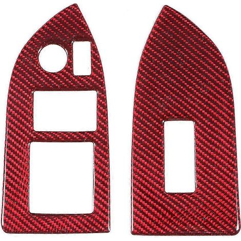2 pièces de garniture de panneau de lève-vitre en fibre de carbone rouge, compatible avec Subaru BRZ (1/4)
