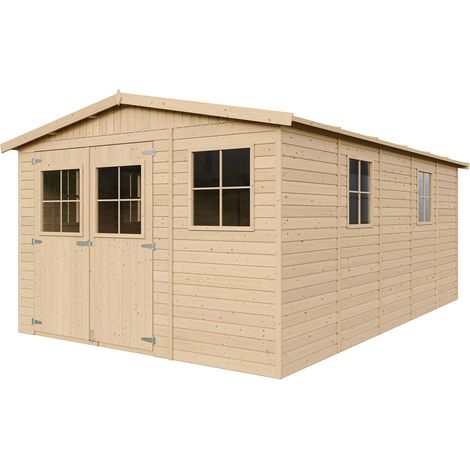 Wooden Garden Shed- Apex Shiplap Wooden Shed 17x11 ft/15m2 - Sheds and Outdoor Storage  - Wooden garden storage shed, 17 mm planks -  Bike shed, Garden outdoor workshop space- TIMBELA M337 (1/5)