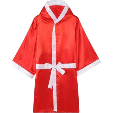 Robe de boxe soyeuse, confortable, coupe ample, manches longues, à capuche, en nylon transparent, robe de boxe Muay Thaï, idéale pour la performance en boxe. (1/5)