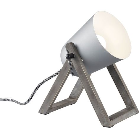 Lampada tavolo da Interno E27 in Legno naturale Grigio