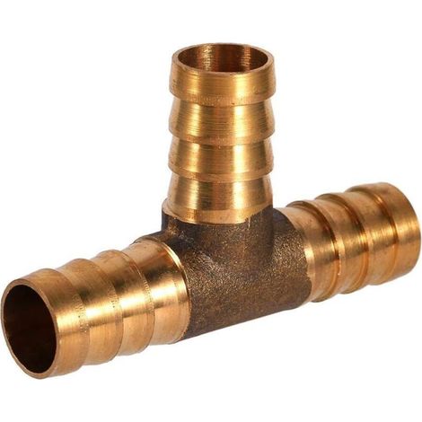 Raccord de tuyau de carburant barbelé, 3 voies en T - Raccord de tuyau en laiton - Adaptateur pour carburant, air, eau, gaz, huile(12mm) (1/5)