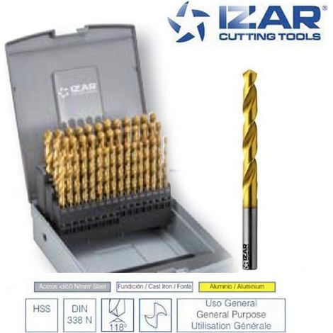 coffret 41 forets HSS-TIN Izar de 6 à 10 mm par 0.10 mm