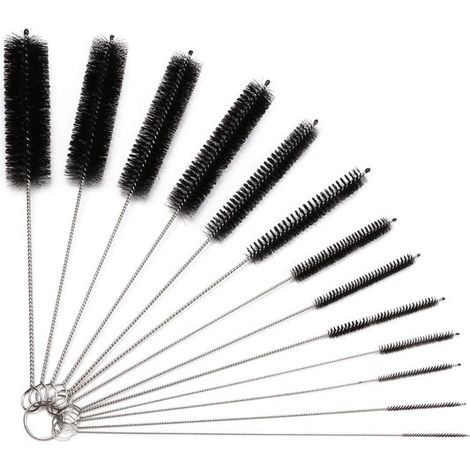 Cepillo de limpieza - Juego de 13 cepillos tubulares de nailon - Adecuado para botellas, mangueras, tuberías, tubos de ensayo, licuadoras, exprimidores, extractores, etc. - Negro (1/5)