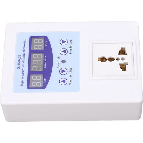 Thermostat intelligent LED digital, interrupteur prise thermostatique avec capteur de température, affichage numérique, régulateur de chauffe, norme UK 110-240V, blanc, modèle automatique. (1/5)