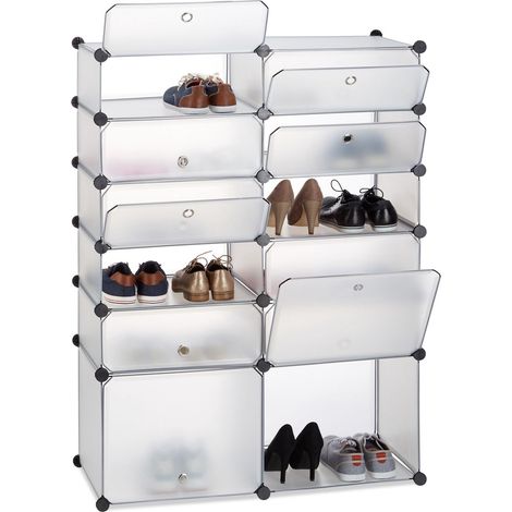 Ripiano per scarpe in plastica con 12 scomparti