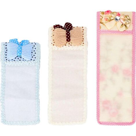 Lot de 3 housses anti-poussière en dentelle avec nœud papillon pour télécommandes de télévision et de climatiseur (1/3)