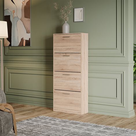 Mueble zapatero Gizmo, Sonoma, 59 x 137 cm con 4 compartimentos, Vicco