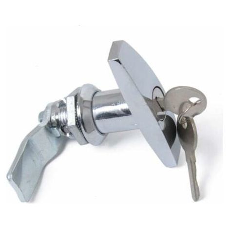Serrure à Poignée en T avec Clé, Alli d'Aluminium Loquet de Porte de Remorque Verrouill de Poignée en T Verrou Universel de Poignée en T pour Trailers Campers,Argent (1/4)