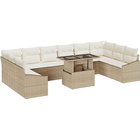 Maison Exclusive - Garten-Sofa-Set mit Kissen mit Speicher 11 pcs