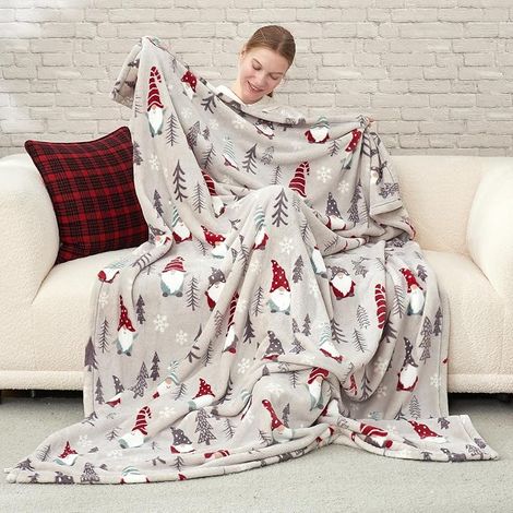 Plaid de Noël chaud, ultra doux et confortable pour canapé, sofa et lit (Gnome de Noël,50"x60") (1/4)