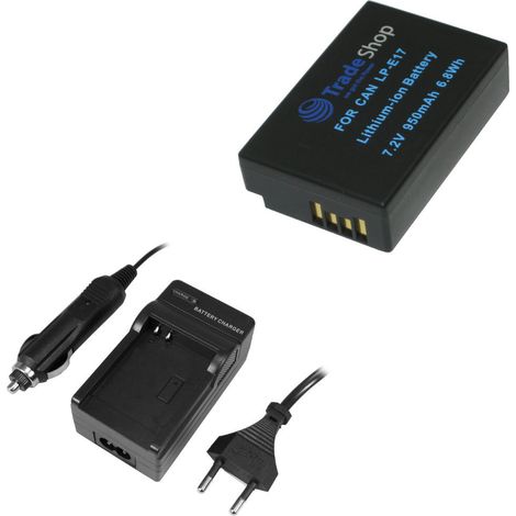 2in1 Set: Trade-Shop Li-Ion Akku ersetzt Canon LP-E17 + Ladegerät Ladestation für Canon Kiss X8i X9 X9i M3 M5 M6 Rebel SL2 T6i T6s T7i