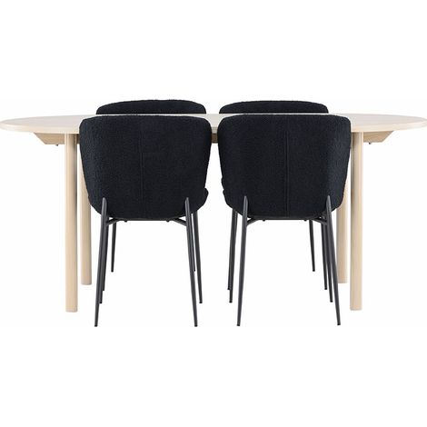 Andy Essgruppe Tisch 90x180cm und 4 Teddy Stühle whitewash.