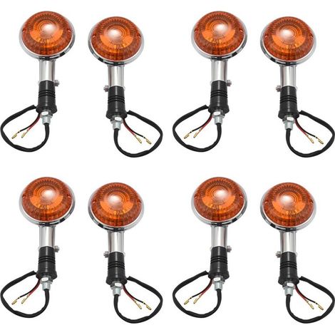 Lentilles de clignotants rondes ambrées pour motos Road Star Virago V Star 85-99, lot de 8