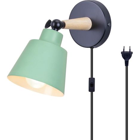 Applique Murale Vintage Industrielle Plafonnier Luminaire E27 en Métal Réglable Lampe Murale Interieur Rétro pour Chambre Cuisine Restaurant, Avec Câble réglable de 1,8 m (1/5)