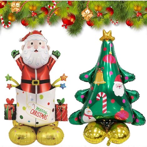 4 Fuß 2-teiliger wasserdichter aufblasbarer Weihnachtsbaum mit Weihnachtsmann, Dekorationen für Hof, Garten, drinnen und draußen, Weihnachts-Schlauchboote (1/5)
