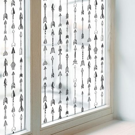 Fensterfolie 50x146 cm Dekorativ Folie für Badezimmer Milchglas Selbstklebend Sichtschutz Fenster Dekorfolie Blickdicht PVC Geometrische Pfeile