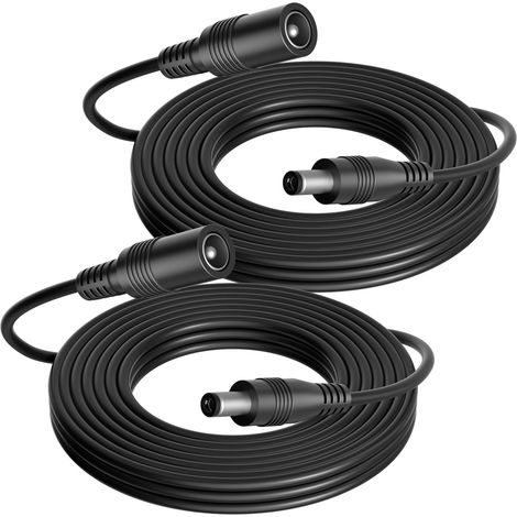 2M Cordon d'extension, d'alimentation 12V DC, Câble d'extension 2.1mm x 5.5mm Compatible avec Adaptateur d'alimentation ou Chargeur Mural 12V DC pour caméra de sécurité CCTV, Caméra (1/5)