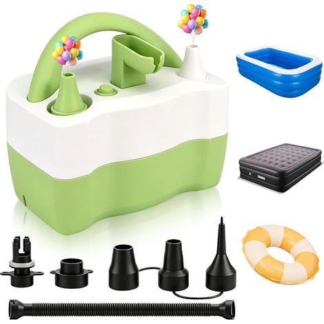Pompe à Ballons électrique avec 2 Buses Modes pour Ballons, Bouées de Piscine, Matelas Gonflables (Verte) (1/5)