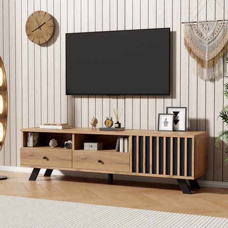 TV-Möbel 150 x 38 x 44 cm mit 2 Schubladen, 1 Schrank und 2 Nischen HAVRYA (1/5)