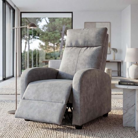 Fauteuil de télévision, Fauteuil Salon, Fauteuil de relaxation, Chaise longue, Fonction de couchage réglable, Tissu/Textile - Vintage gris clair (1/5)