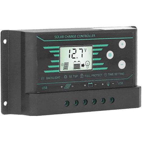 30A 12V/24V PWM-Solarladeregler mit LCD-Bildschirm und zwei USB-Anschlüssen für Z30-Lampen, Spannungsregler, Digitalanzeige, integrierter Schutz (1/5)