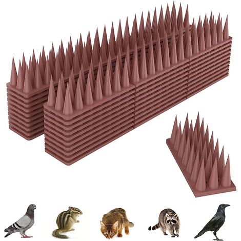 QAZQA Pic Anti Pigeon, 5.7M Anti Pigeon pour Balcon Plastique, Repulsif Chat Repulsif Pigeon Kit, Repulsif Oiseaux pour Effrayer Pigeons, Corbeaux, Moineaux, Chats - 20 Pièces Brun (1/5)