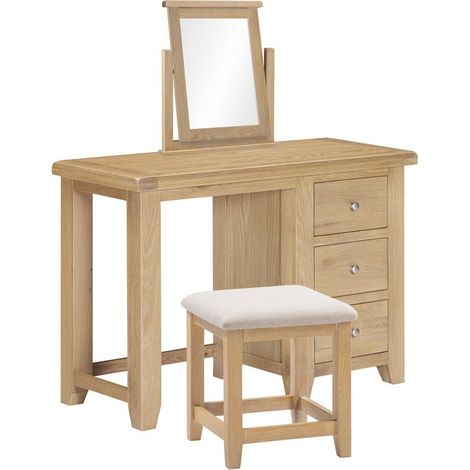 Windsor 3 Drawer Dressing Table Set - L44 x W107 x H75 cm - Natural Oak/Oat