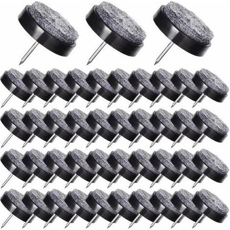 50 Patins pour Chaise à Clouer de 24mm - Tampons en Feutre pour Protéger les Pieds de Meubles - Noir (1/5)