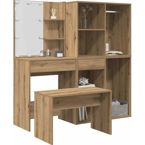vidaXL Ensemble de coiffeuse avec LED chêne artisanal bois ingénierie (1/5)