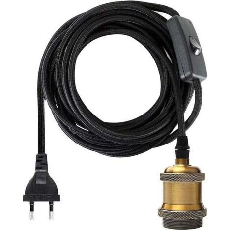 Douille E27 avec Interrupteur, Fil électrique en Tissu de Câble de 1.2 mètres pour Douille Ampoule/ Edison retro suspension (1/4)