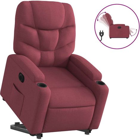 Fauteuil de Salon，Chaise，Fauteuil inclinable électrique rouge bordeaux tissu CFW870403 (1/5)