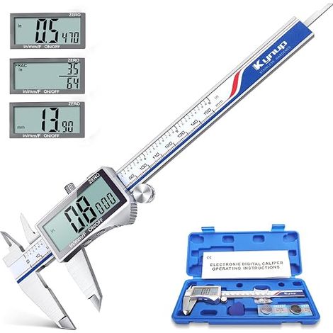 Digital Vernier Caliper, 150 mm, Stainless Steel, Millimeter/Inch / Fraction Conversion, 6 Inches (1/5)