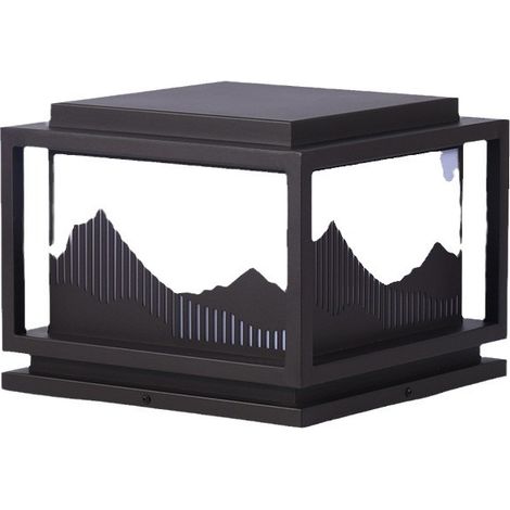 Lampe solaire pour pilier 22 × 22 × 19 cm, chapeau de poteau LED 12 W IP65 à double alimentation solaire et électrique, en acier galvanisé et acrylique, éclairage extérieur pour portail, clôture, jard (1/5)