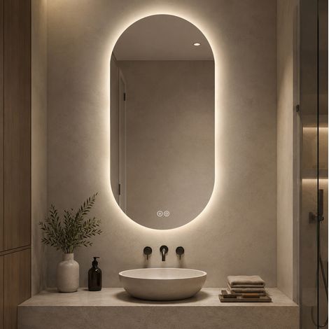Espejo LED de baño 60 x 120 cm antivaho táctil, vidrio templado HAVRYA (1/5)