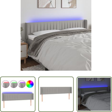 vidaXL Cabecero con LED de tela gris claro 203x16x78/88 cm (1/5)