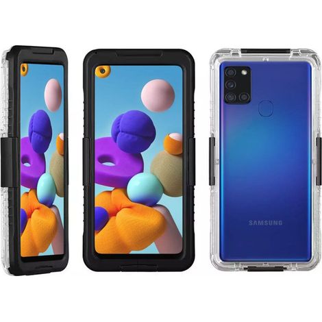 Funda impermeable IP68 para Samsung Galaxy A21S, color negro. (1/4)