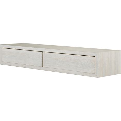 Mensola da Parete con 2 Cassetti 88,2x13,4x23,7 cm in Fibra di Legno Domino Maxi Rovere Sbiancato (1/5)