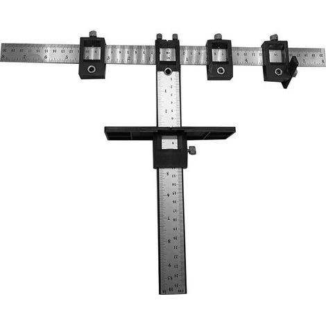 Localisateur de perceuse, réglable Cabinet Hardware Jig Woodworking Drilling Drowelling Tool for Handles Buttons on Doors Drawer Pull -le noir (1/4)