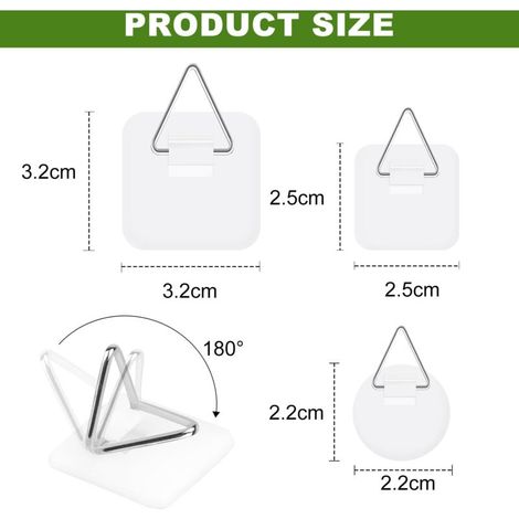 Set di 21 ganci adesivi da parete, ganci adesivi invisibili, 3 forme, ganci adesivi invisibili, ganci adesivi per cornici, ganci adesivi per foto, dipinti, opere d'arte decorative (1/4)