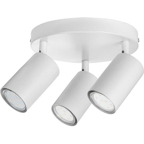 Plafonnier LED 3 Spots Ronde Orientables GU10 Ampoule non incluse Blanc (1/5)