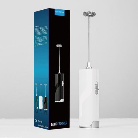 (White)Mini Handheld Cordless Blender with Electric Frother