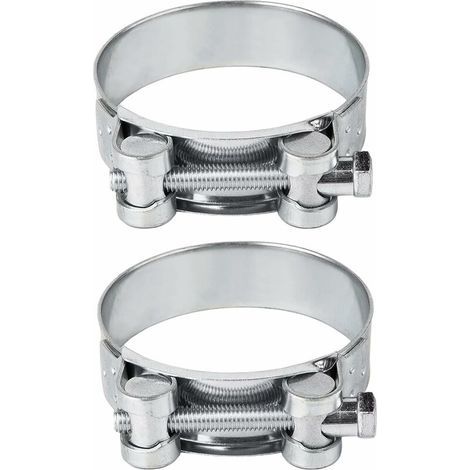 Lot de 2 colliers de serrage renforcés pour tuyau en acier galvanisé 52-55 mm (1/5)