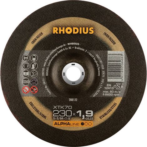 Disque de coupe rhodius xtk70 230 mm 1,9 mm (1/3)