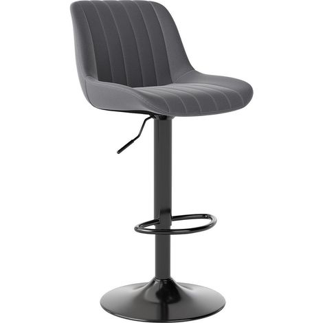 Barhocker mit Lehne, drehbar & höhenverstellbar, PU-Leder, Dunkelgrau (1/5)