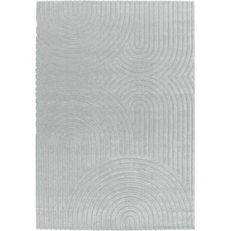 BOBOCHIC - Tapis poils ras HERVE motif abstrait 200x290 Bleu (1/5)