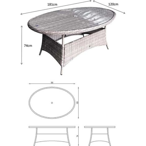 Signature Weave Alexandra Wicker Oval 6 Seater Dining Table Grey Indoor Outdoor