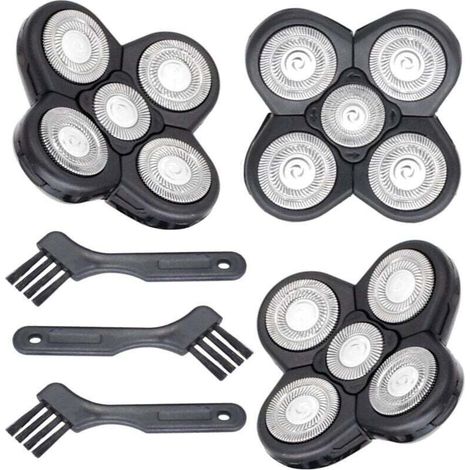 Lames rechange Head 3pcs + 5 têtes rasoir homme chauve - 3 brosses incluses - Pour rasoirs électriques - Tranchage précis - Hommes et barbiers (1/4)