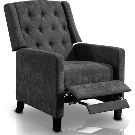 Poltrona Relax Reclinazione Manuale Poggiapiedi Poltroncina Deluxe Grigio Scuro (1/5)