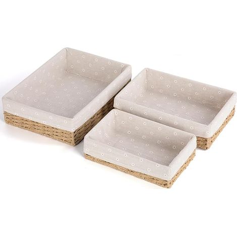 3er-Set Aufbewahrungskörbe, gewebte Aufbewahrungskörbe, Aufbewahrungskörbe und -boxen, Aufbewahrungsbehälter für Badezimmer, Küche, Wickeltisch-Organizer (Beige) (1/5)